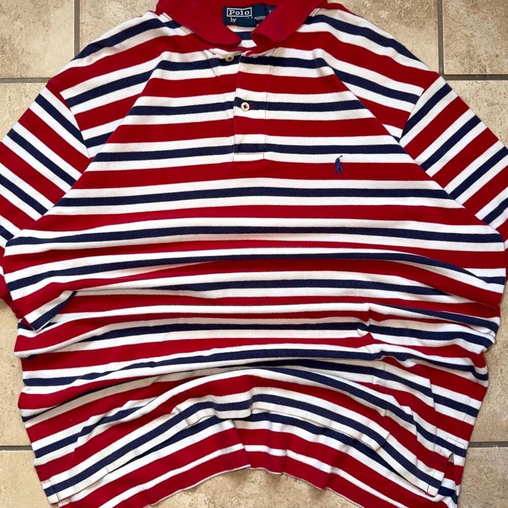 Polo by Ralph Lauren Red Stripes Short Sleeve Polo Shirt - Size XL